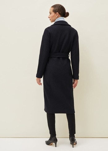 Phase Eight Carlotta Wrap Wool Coats Navy Canada | HFKMOB-726